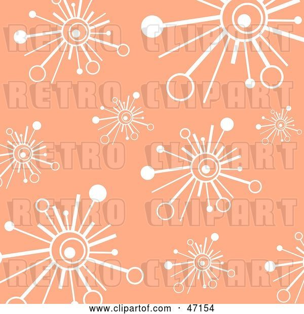 Vector Clip Art of Retro Pastel Orange Background of White Burst Stars