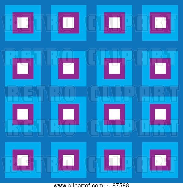 Vector Clip Art of Retro Pattern Background of Blue, White and Purple Squares