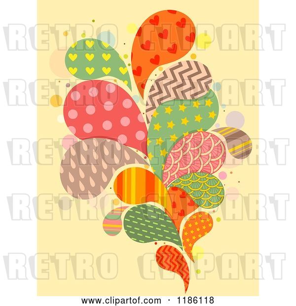 Vector Clip Art of Retro Patterned Splashes on Yellow