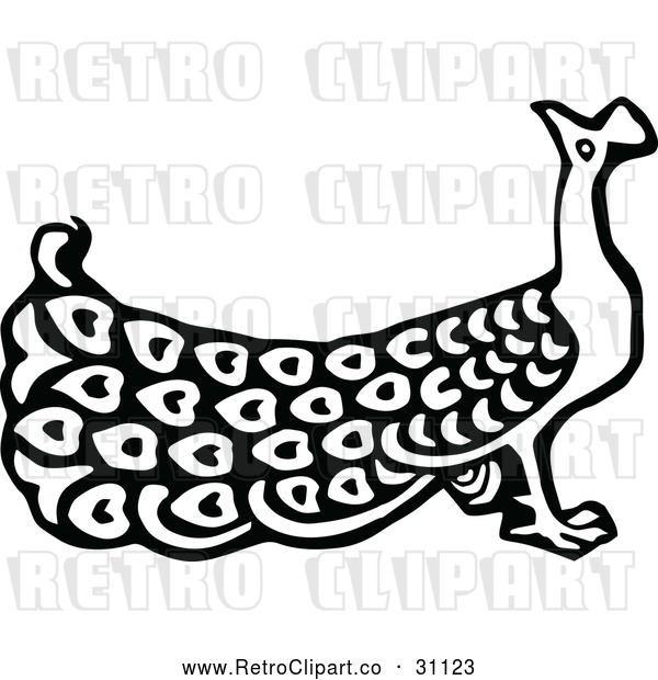 Vector Clip Art of Retro Peacock 1
