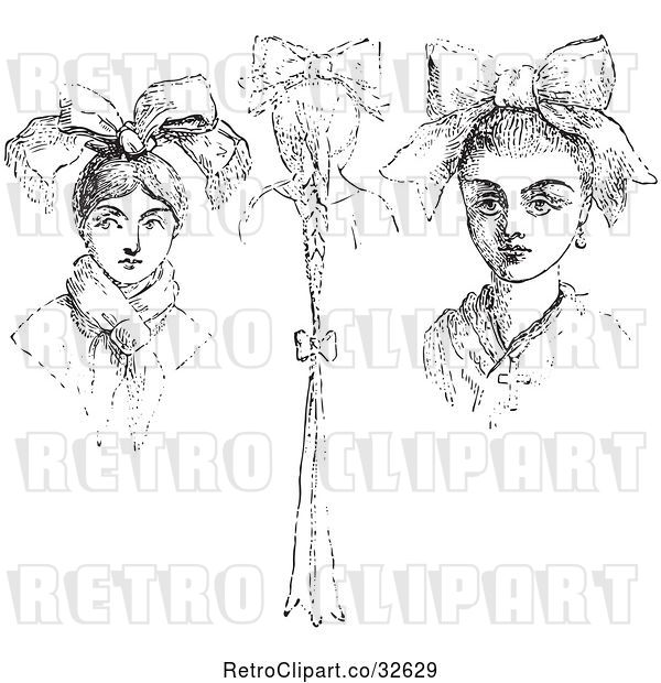 Vector Clip Art of Retro Peasant Headdresses in