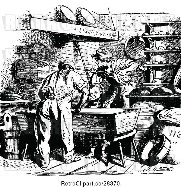 Vector Clip Art of Retro People Working in a Bakery