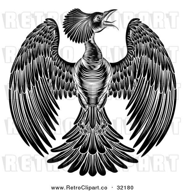 Vector Clip Art of Retro Phoenix Firebird