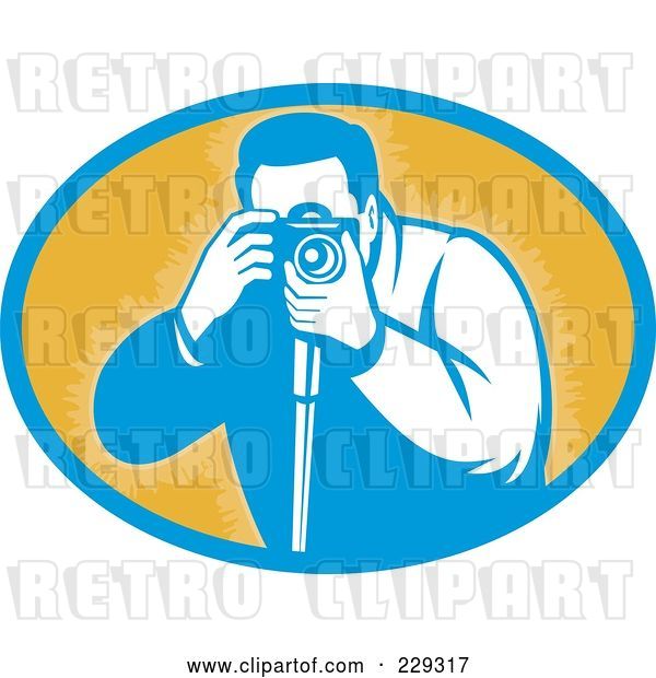 Vector Clip Art of Retro Photographer Taking Photos