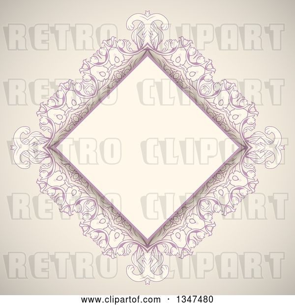Vector Clip Art of Retro Pink and Beige Diamond Frame