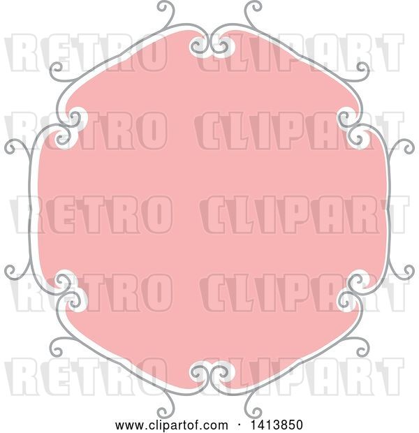 Vector Clip Art of Retro Pink and Gray Frame Design Element