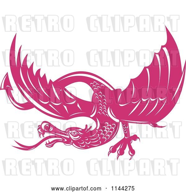 Vector Clip Art of Retro Pink Dragon