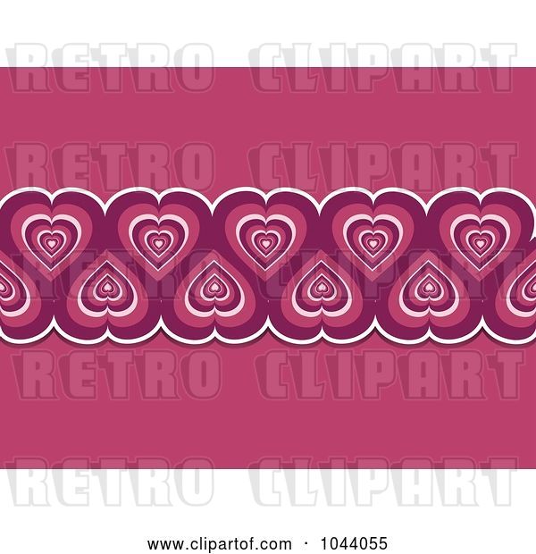 Vector Clip Art of Retro Pink Heart Border over Pink