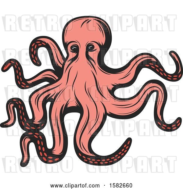 Vector Clip Art of Retro Pink Octopus