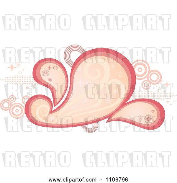 Vector Clip Art of Retro Pink Splash Frame with Sparkles and Circles