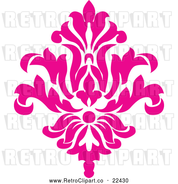 Vector Clip Art of Retro Pink Victorian Floral Damask Design Element 2