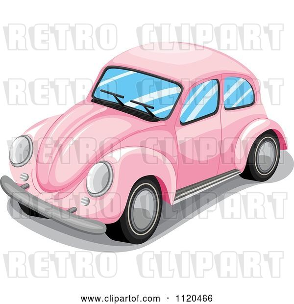 Vector Clip Art of Retro Pink VW Slug Bug Car