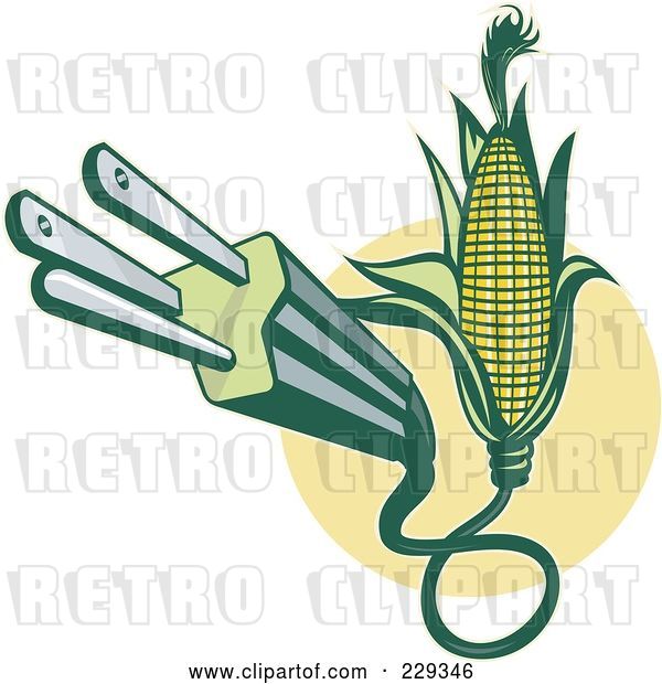 Vector Clip Art of Retro Plug Emerging from Corn