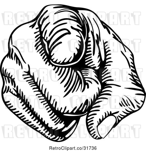 Vector Clip Art of Retro Pointing Hand