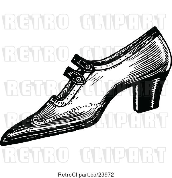 Vector Clip Art of Retro Pointy Ladies Shoe