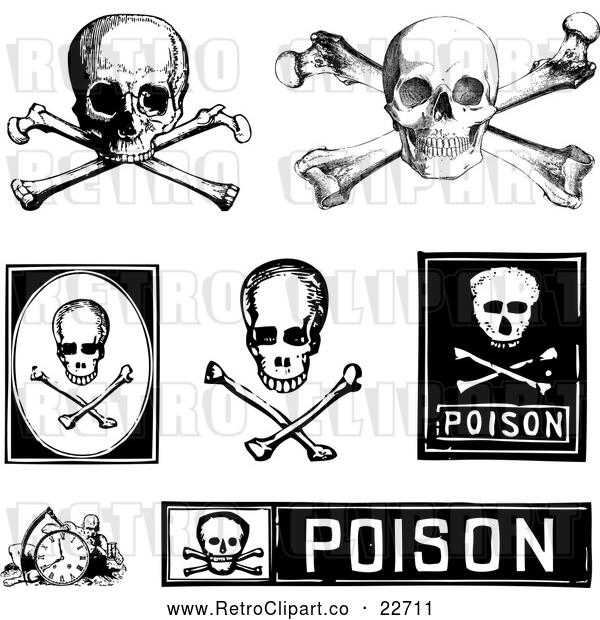 Vector Clip Art of Retro Poison and Skull Designs