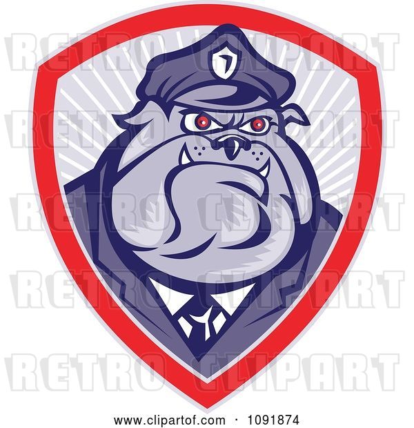 Vector Clip Art of Retro Police Bulldog Officer Badge