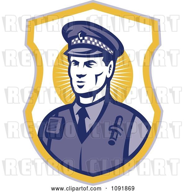 Vector Clip Art of Retro Police Officer Badge