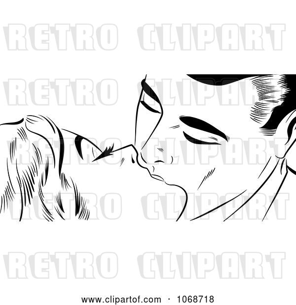 Vector Clip Art of Retro Pop Art Couple Kissing
