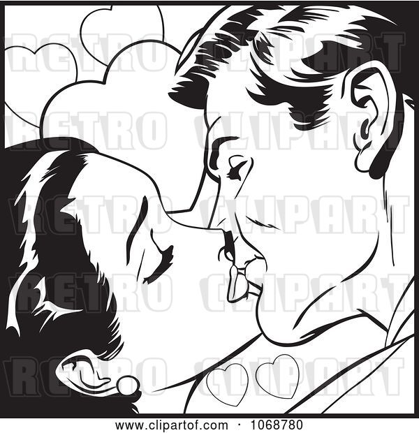 Vector Clip Art of Retro Pop Art Couple Kissing in 1