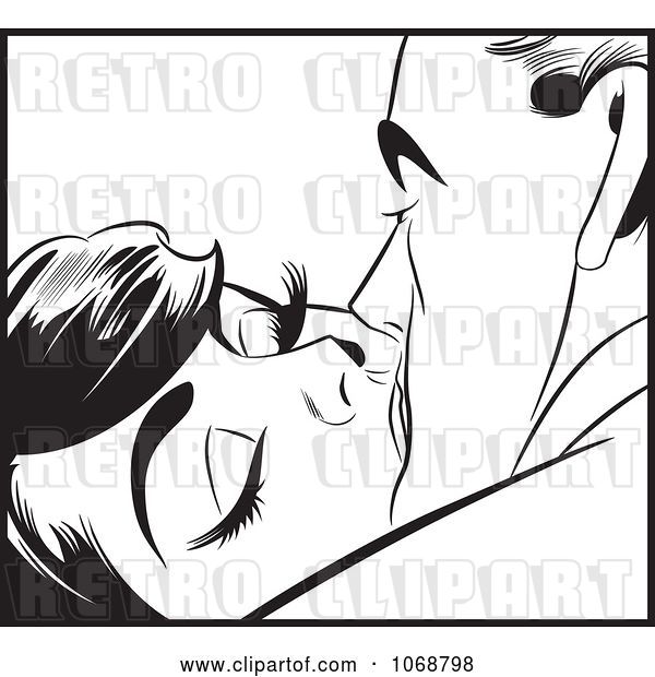 Vector Clip Art of Retro Pop Art Couple Kissing in 2