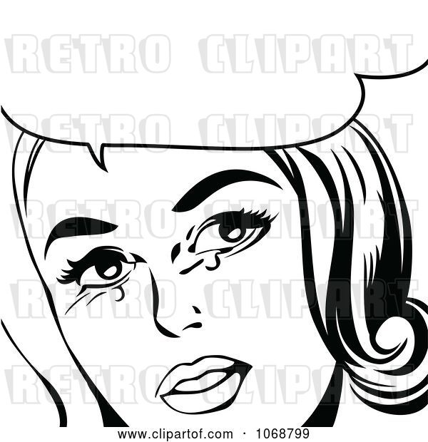 Vector Clip Art of Retro Pop Art Crying Lady Talking in