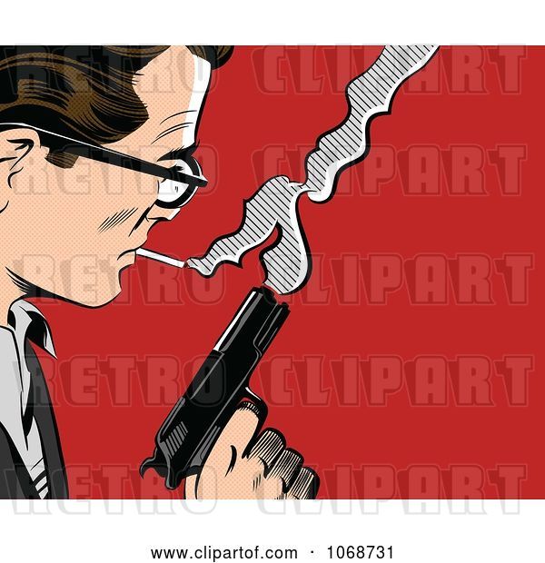 Vector Clip Art of Retro Pop Art Guy with a Gun