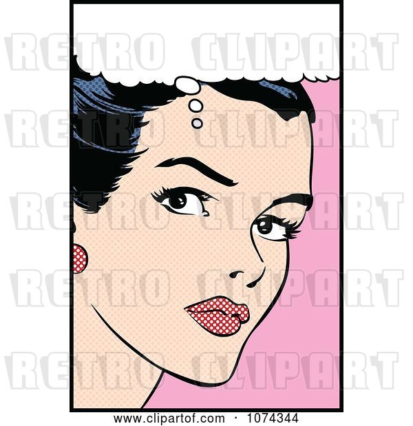 Vector Clip Art of Retro Pop Art Lady in Thought