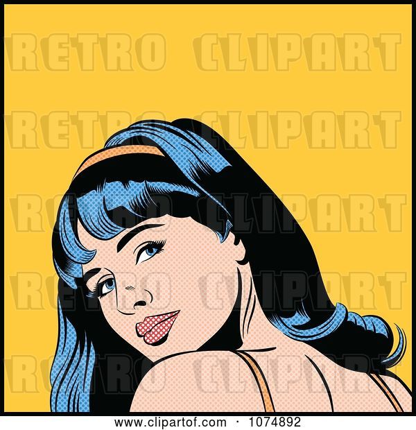 Vector Clip Art of Retro Pop Art Lady Looking Back over Her Shoulder