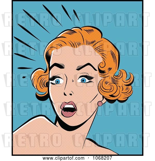 Vector Clip Art of Retro Pop Art Styled Scared Lady