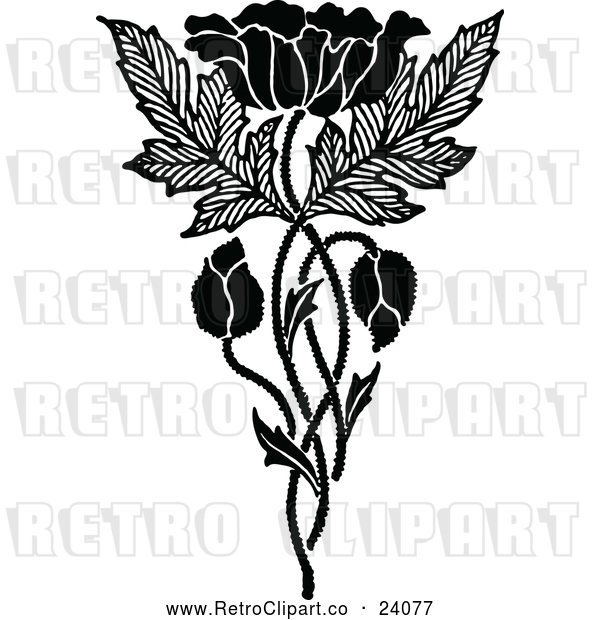 Vector Clip Art of Retro Poppy Design