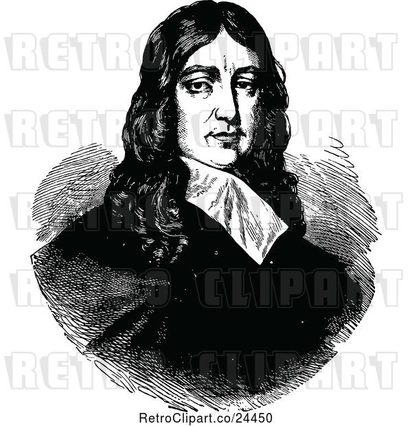Vector Clip Art of Retro Portrait of the English Poet John Milton