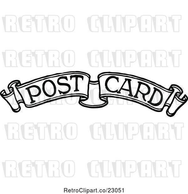 Vector Clip Art of Retro Post Card Text on a Banner