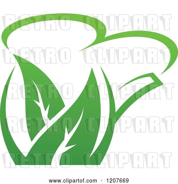 Vector Clip Art of Retro Pot of Green Tea with Leaves 3