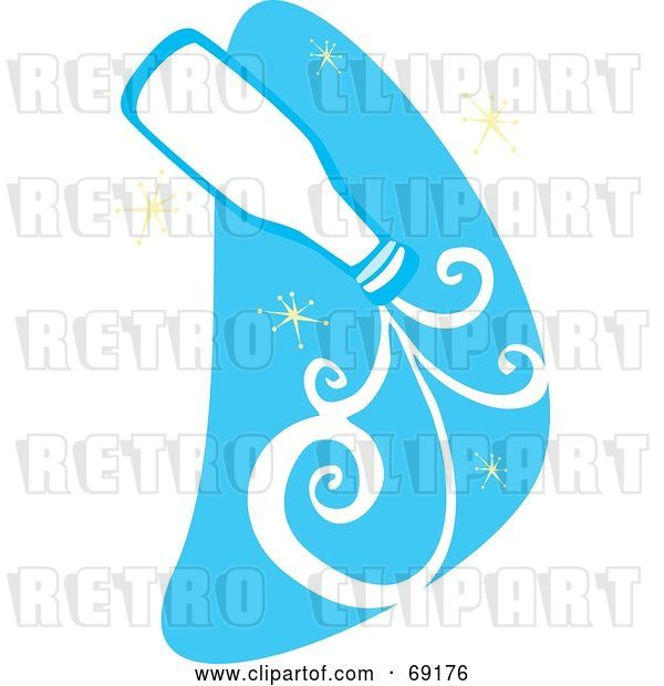 Vector Clip Art of Retro Pouring Bottle of Milk over a Blue Starry Sky