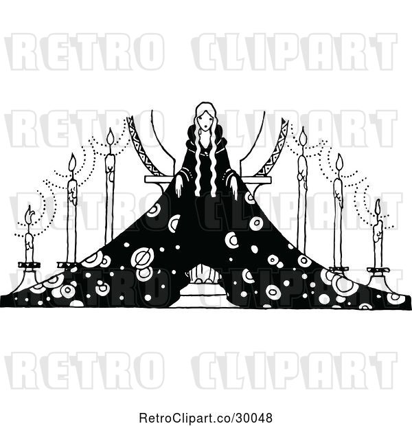 Vector Clip Art of Retro Princess and Candles