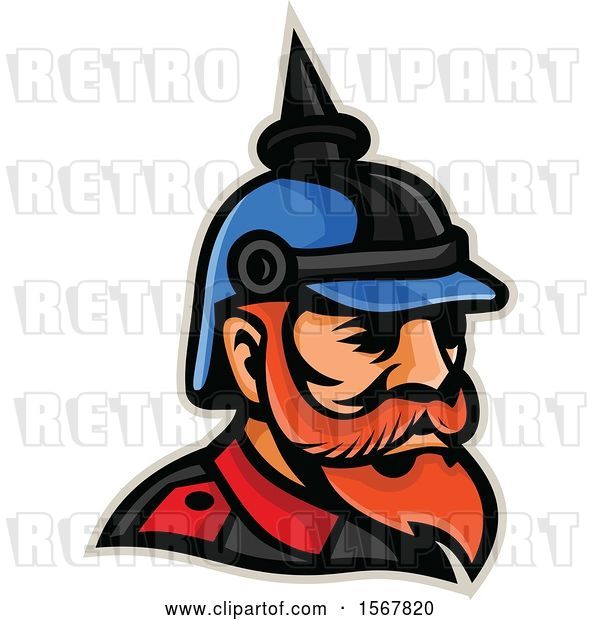 Vector Clip Art of Retro Prussian Officer Mascot Head