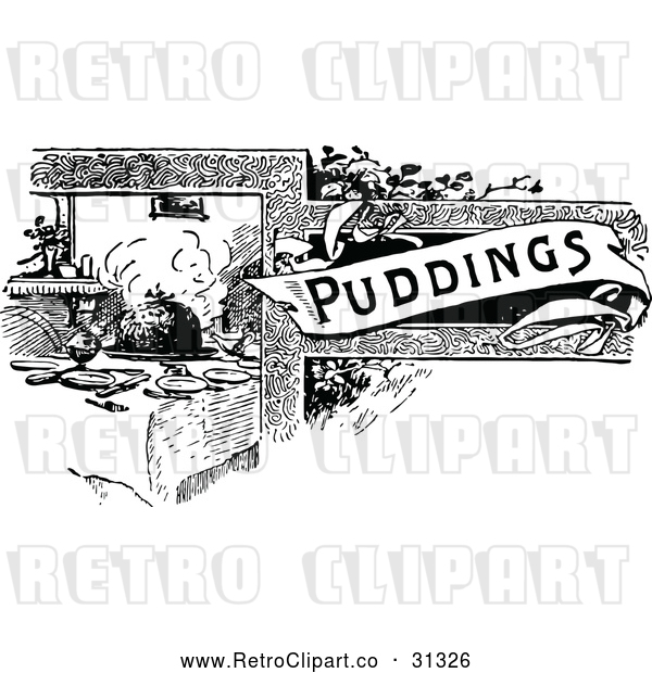 Vector Clip Art of Retro Puddings Recipe Book Design