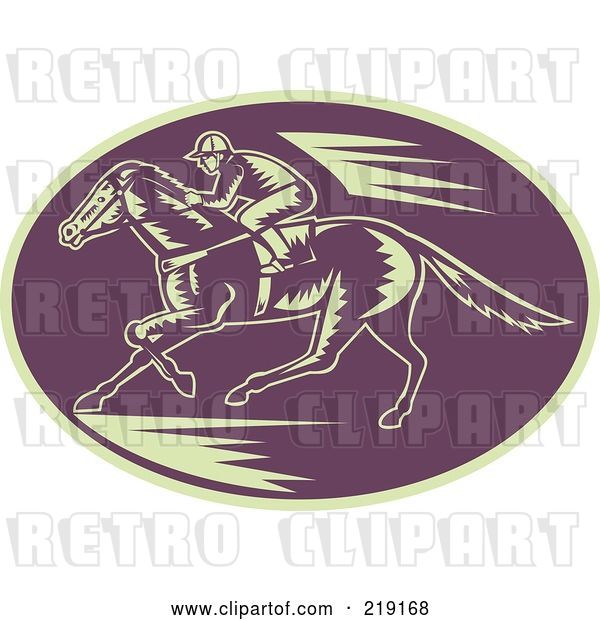 Vector Clip Art of Retro Purple and Beige Horse Racing Logo