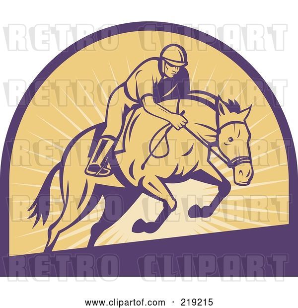 Vector Clip Art of Retro Purple and Yellow Horse Racing Logo