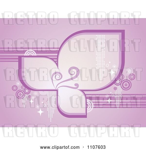 Vector Clip Art of Retro Purple Background of Petals Lines Circles Sparkles and Swirls