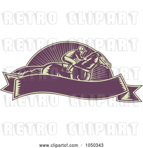Vector Clip Art of Retro Purple Jockey and Banner