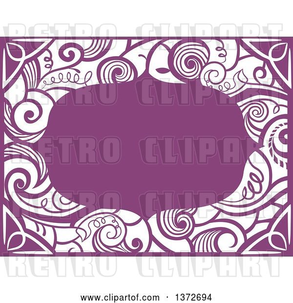Vector Clip Art of Retro Purple Swirl Floral Frame