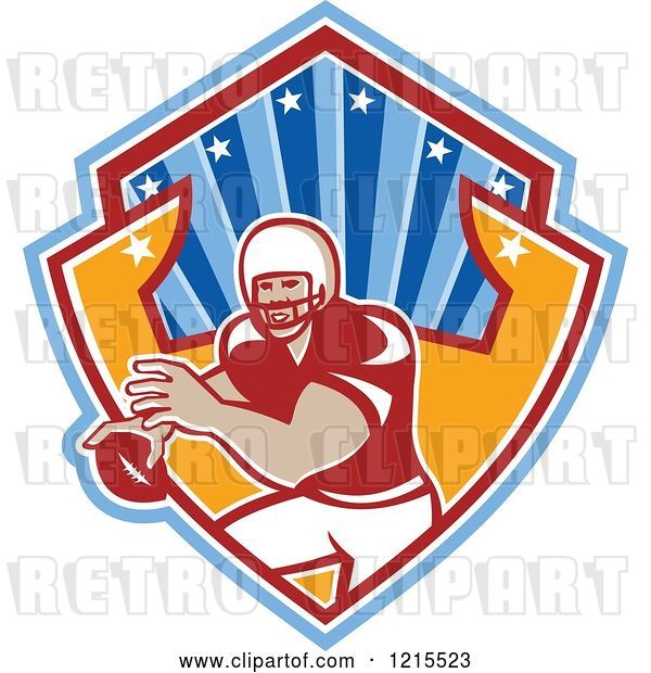 Vector Clip Art of Retro Quaterback American Football Player in a Shield