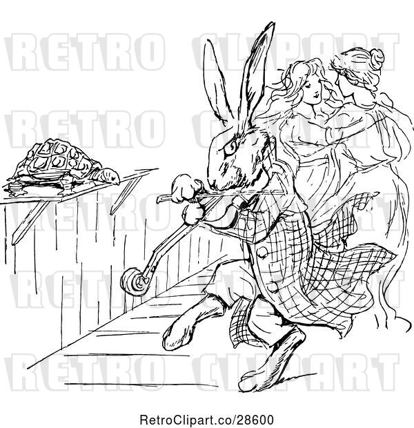 Vector Clip Art of Retro Rabbit Playing a Fiddle