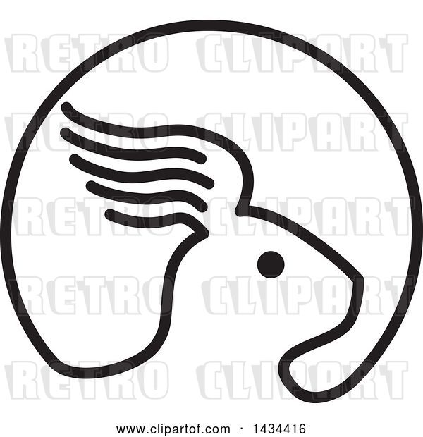 Vector Clip Art of Retro Rabbit with a Wing Ear