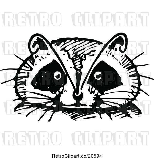 Vector Clip Art of Retro Raccoon Face