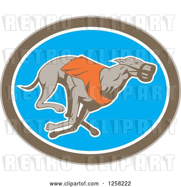 Vector Clip Art of Retro Racing Greyhound Dog in an Oval