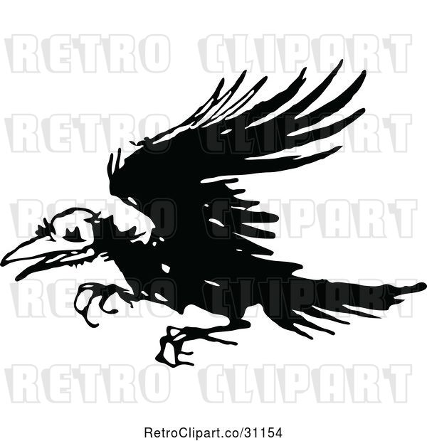 Vector Clip Art of Retro Ragged Raven
