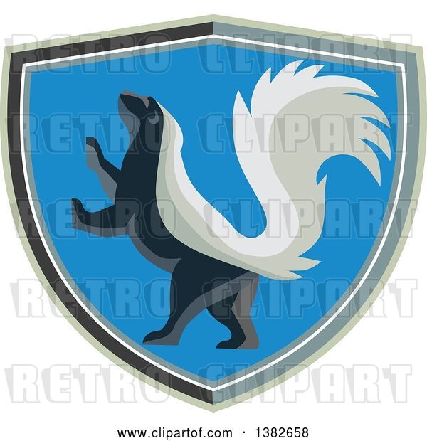 Vector Clip Art of Retro Rampant Skunk in a Shield